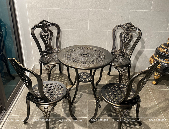 Bộ b&agrave;n ghế nh&ocirc;m đ&uacute;c nhỏ ngo&agrave;i trời BND-6070D