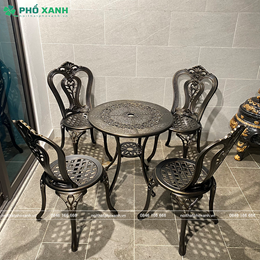 Bộ bàn ghế nhôm đúc nhỏ ngoài trời,sân vườn,ban công BND-6070D