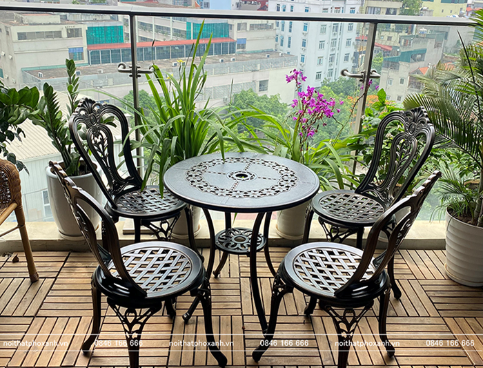 Bộ b&agrave;n ghế nh&ocirc;m đ&uacute;c nhỏ ngo&agrave;i trời BND-6070D