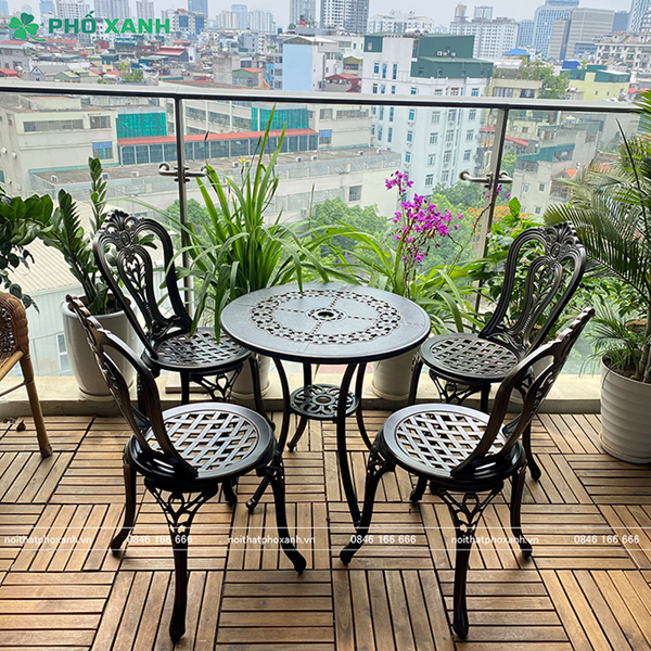 Bộ bàn ghế nhôm đúc nhỏ ngoài trời,sân vườn,ban công BND-6070D