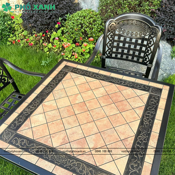  Bộ bàn ghế nhôm đúc mặt đá sân vườn BND-9090D