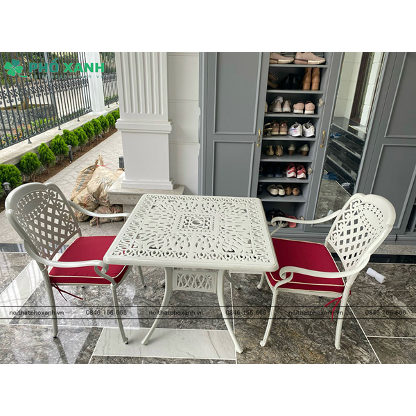 Đặt hàng Bộ bàn ghế nhôm đúc hình vuông BND-9090TK