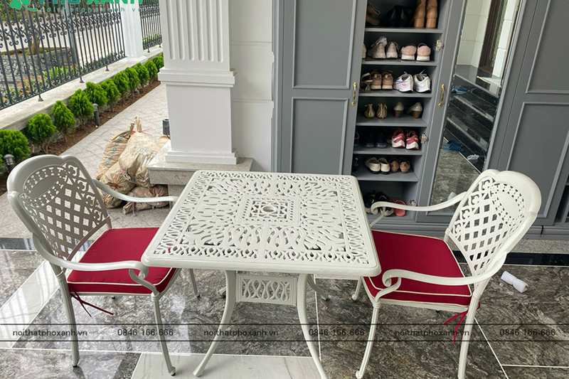 Bộ bàn ghế nhôm đúc hình vuông BND-9090TK