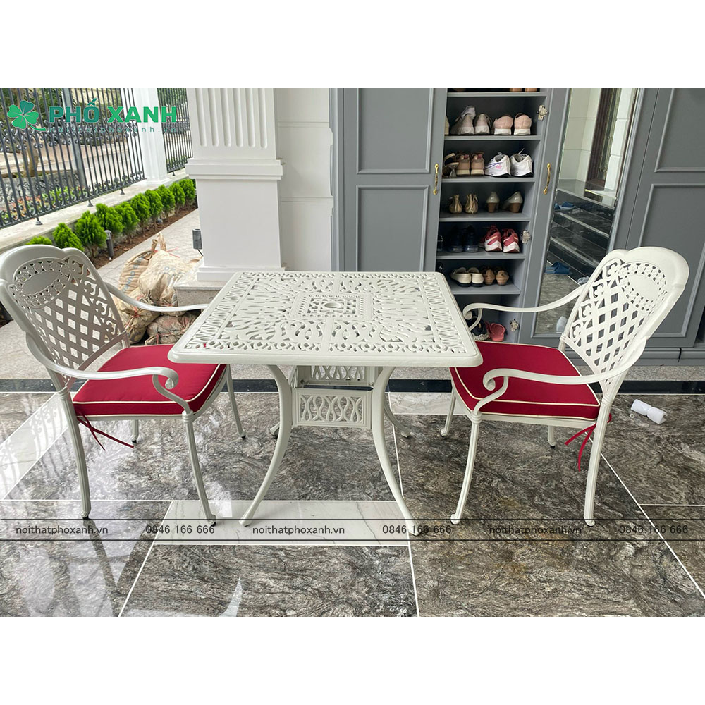 Đặt hàng Bộ bàn ghế nhôm đúc hình vuông BND-9090TK