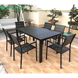 Bộ bàn ghế nan nhựa Composite nhà hàng quán cafe BCP-15080NDKD