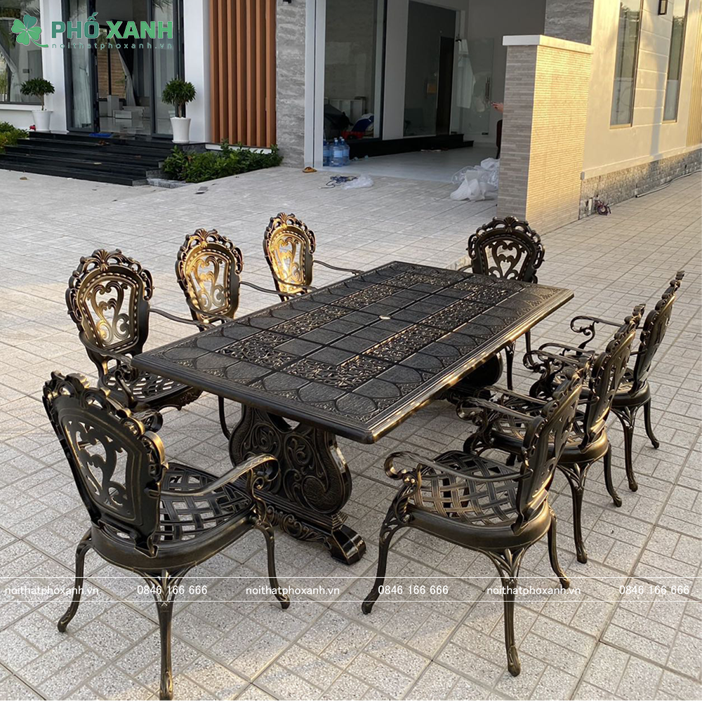 Bộ bàn ghế nhôm đúc ngoài trời cao cấp  BND-CC21001100D lựa chọn tối ưu cho  biệt thự sân vườn