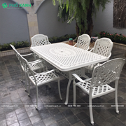 Bộ bàn ghế nhôm đúc sân vườn hình chữ nhật 6 - 8 ghế BND-17090TK