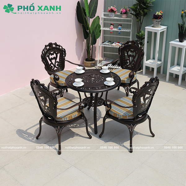 Bộ bàn ghế ngòai trời hợp kim nhôm đúc BND-HV80TTD