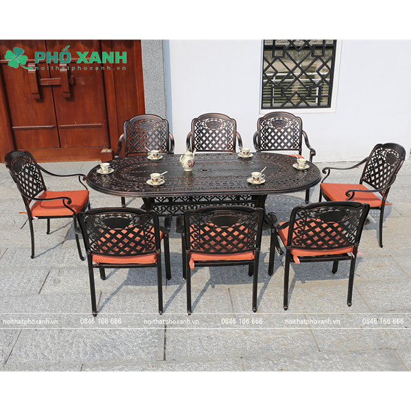 Bàn nhôm đúc hình bầu dục sân vườn nhà hàng BND-BD21001100D