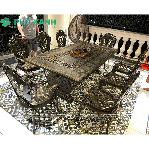 Bộ bàn ghế nhôm đúc ngoài trời cao cấp  BND-CC21001100D lựa chọn tối ưu cho  biệt thự sân vườn