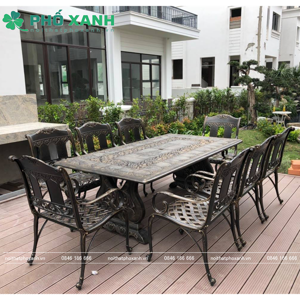 Bộ bàn ghế nhôm đúc biệt thự sân vườn cao cấp BND-CC21001100D