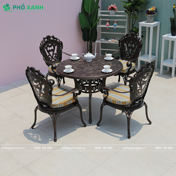 Bộ bàn ghế tròn hợp kim nhôm đúc sơn tĩnh điện BND-HV100TTD