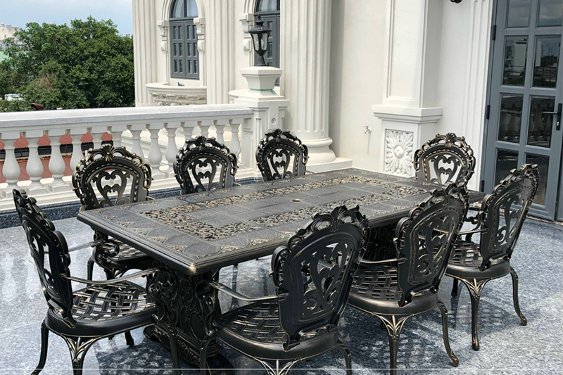 Bộ b&agrave;n ghế nh&ocirc;m đ&uacute;c ngo&agrave;i trời cao cấp BND-CC21001100D