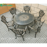 Bàn nhôm đúc tròn mặt liền kết hợp nướng BBQ ngoài trời cho 6 người BND-NML120HHD