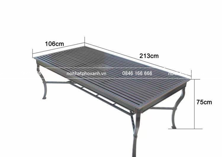 Bộ b&agrave;n ghế nh&ocirc;m đ&uacute;c s&acirc;n vườn biệt thự nan nh&ocirc;m đ&uacute;c 6 ghế