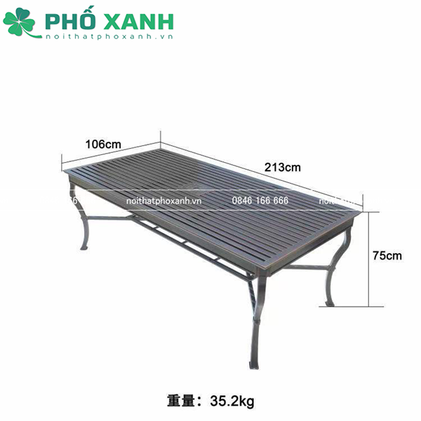 Bộ bàn ghế nhôm đúc sân vườn biệt thự nan nhôm đúc 6 ghế BND-NN213106D