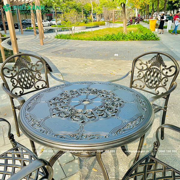 Bộ bàn ghế tròn hợp kim nhôm đúc sơn tĩnh điện BND-HVM100D