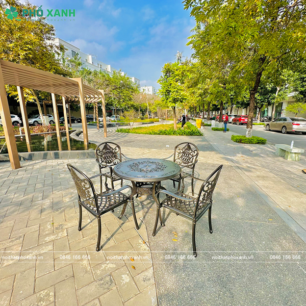 Bộ bàn ghế tròn hợp kim nhôm đúc sơn tĩnh điện BND-HVM100D