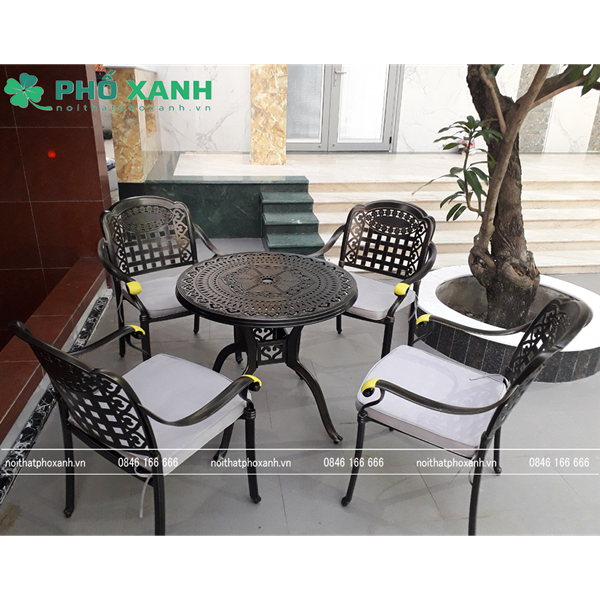 Bộ bàn ghế nhôm đúc ngoài trời 4 chỗ BND-80D