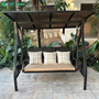Xích đu nhập khẩu 3 chỗ nhôm đúc sân vườn có mái che XDNK-3CNGANG
