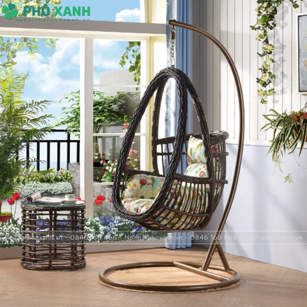 Xích đu treo 3 lỗ mây nhựa nhập khẩu dành chung cư và sân vườn XDNK-3L