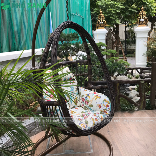 Xích đu treo 3 lỗ mây nhựa nhập khẩu dành chung cư và sân vườn XDNK-3L