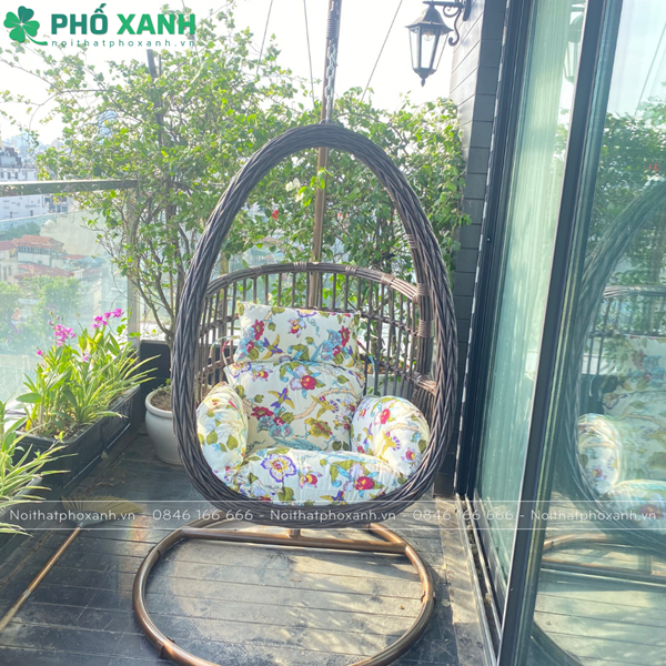 Xích đu treo 3 lỗ mây nhựa nhập khẩu dành chung cư và sân vườn XDNK-3L