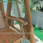 Xích đu nhập khẩu ba chỗ nhôm đúc màu gỗ tích hợp mái che năng lượng mặt trời XDNK3C-NLDCG