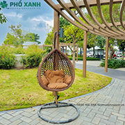Xích đu treo mây nhựa nhập khẩu dành chung cư và sân vườn XDNK-GNND