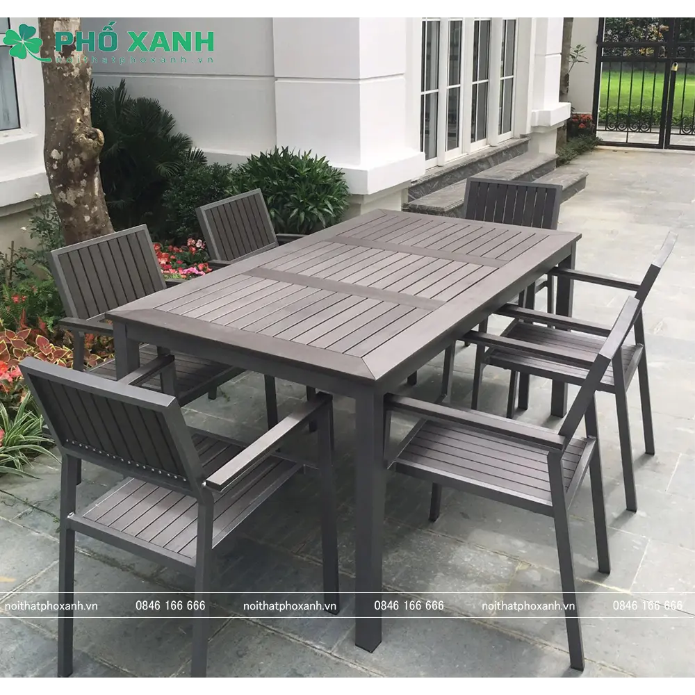 Bộ b&agrave;n ghế nan nhựa Composite nh&agrave; h&agrave;ng qu&aacute;n cafe BCP-16090NXKX