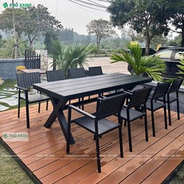 Bộ bàn ghế composite chân chéo  BCP-22090NDKD