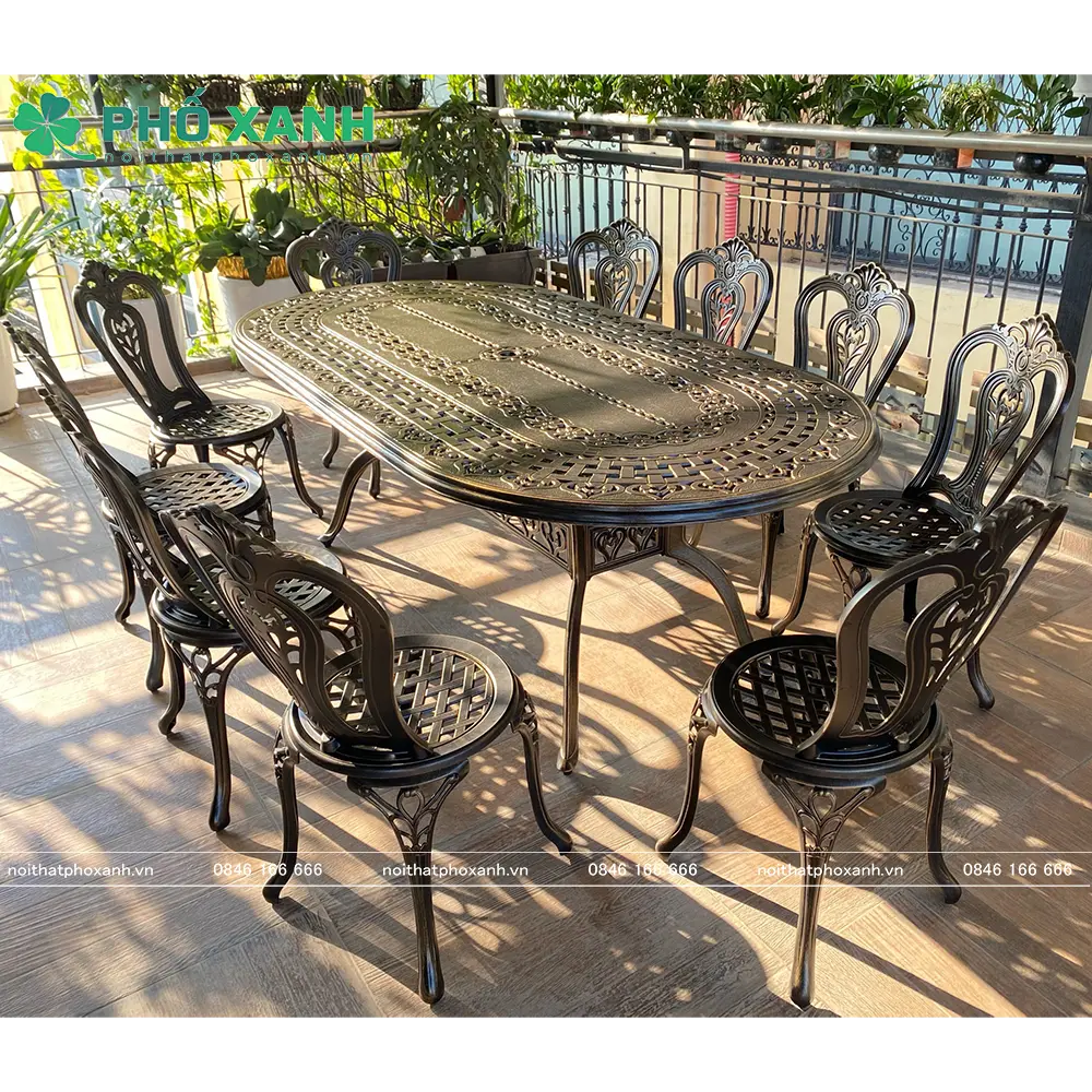 B&agrave;n nh&ocirc;m đ&uacute;c h&igrave;nh elip ngo&agrave;i trời BND-BD21001100NND